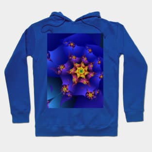 Electric Blue Fractal Spiral Hoodie